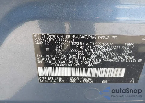 2012 Toyota Rav4 Limited V6 from USA, damaged, VIN 2T3DK4DV1CW068820
